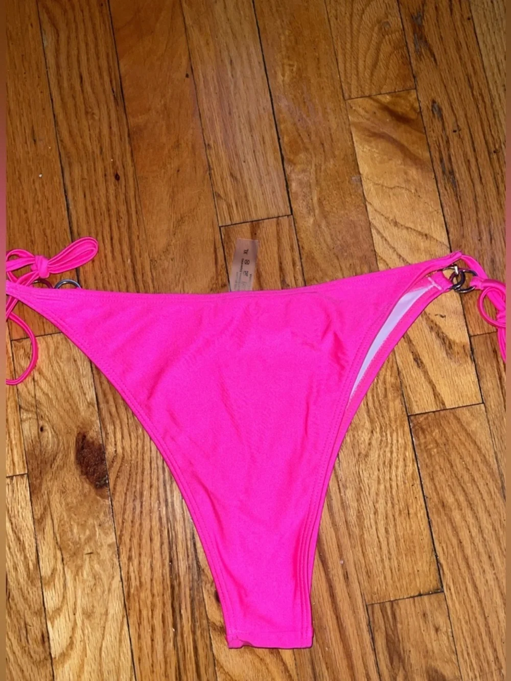 Hot Pink Tie-Side Bikini Bottom with Chain Detail XL NWOT